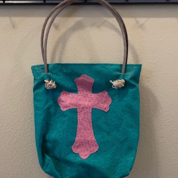 Leather handmade Brothers Sisters Design Studio Purse Tote with Lasso handles - Picture 2 of 16